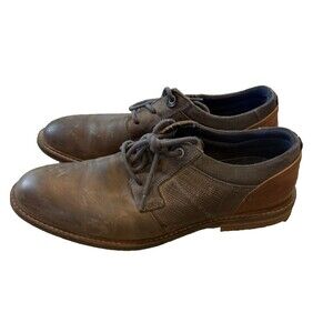 Bull Boxer Everson Men's Brown Gray Leather Dress Oxford Lace Up Shoes 43 US 10